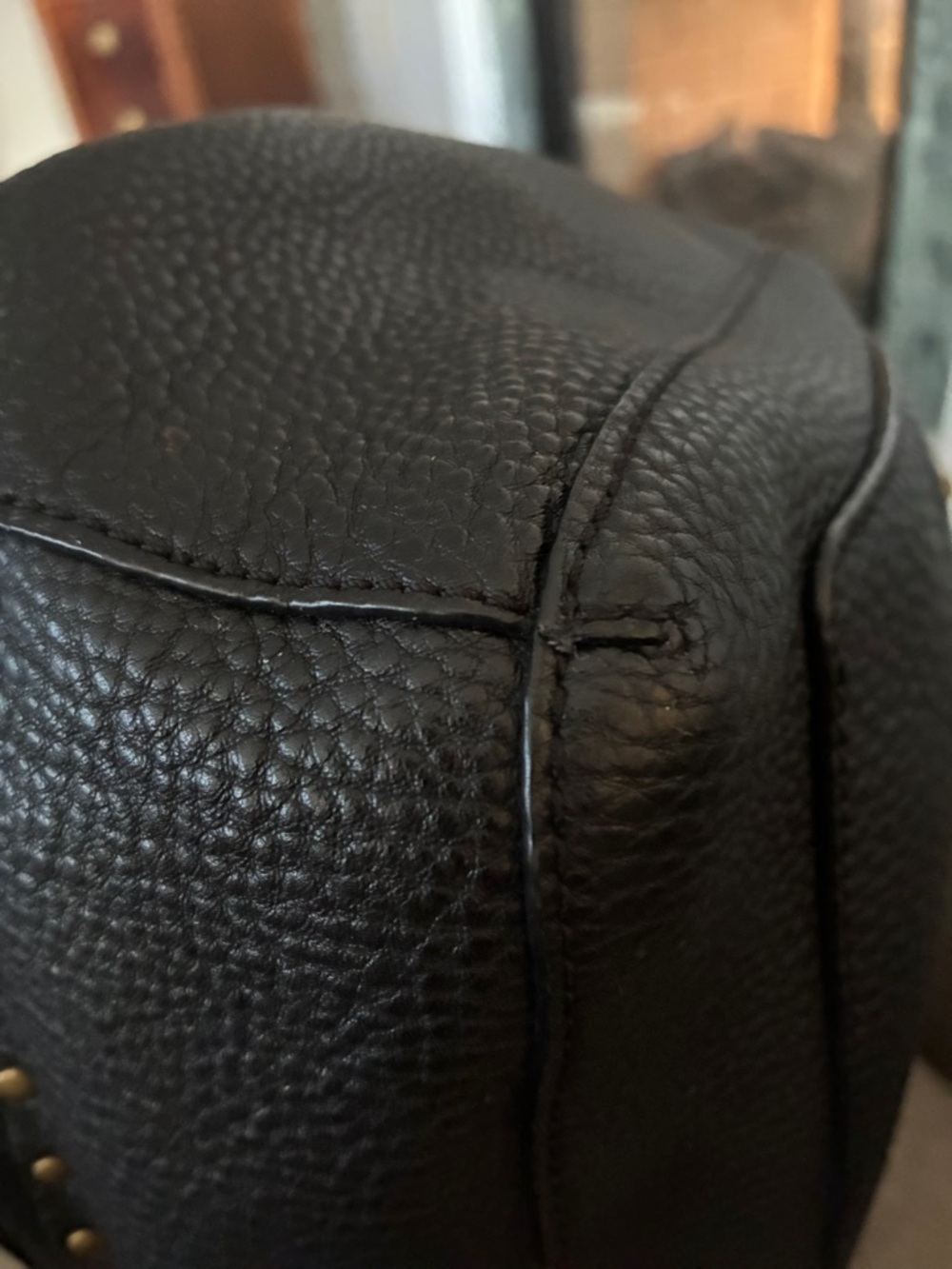 Rebecca Minkoff Black Pebbled Leather Shoulder Bag with Brass Hardware MSRP $378 - Picture 11 of 16
